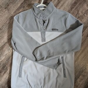 Columbia Women's Light Gray and Heather Gray Snap-Front Fleece Pullover